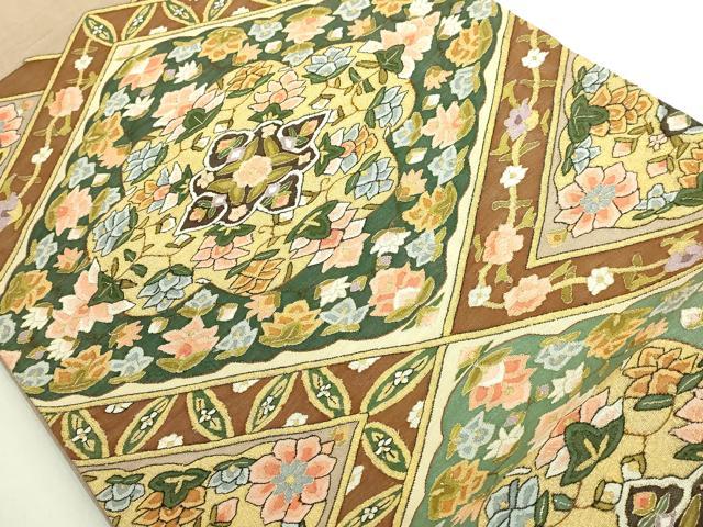 平和屋本店●極上 明綴れ 袋帯 正倉院花文 金糸 逸品 DZAB8032kh6