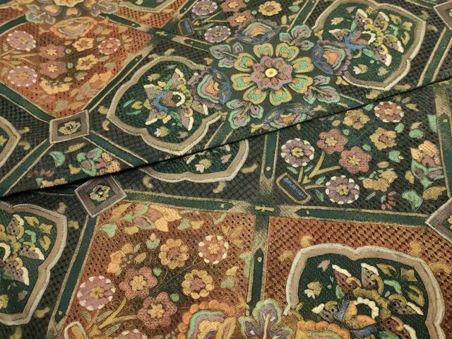平和屋本店●極上 中国三大刺繍 スワトウ刺繍 汕頭刺繍 総刺繍 全通柄袋帯 正倉院更紗花文 金銀彩 逸品 DZAB8036kh6