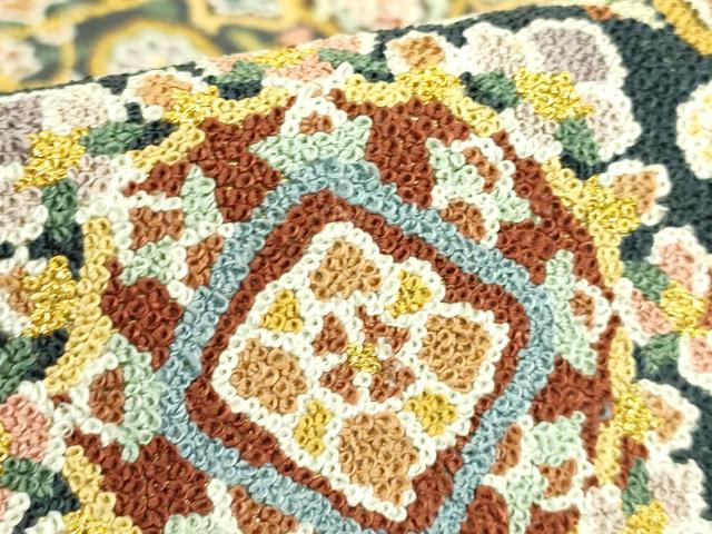平和屋本店●最高級 中国三大刺繍 総相良刺繍 総刺繍 袋帯 200万粒 総詰め 切り嵌め正倉院花文 金糸 逸品 DZAB8041kh6