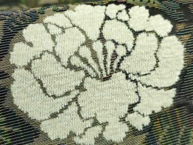 平和屋本店●極上 西陣 じゅらく謹製 六通柄袋帯 輪奈織 牡丹 金糸 逸品 DZAB8046kh6