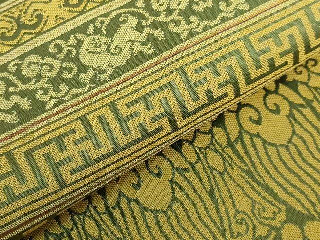 平和屋着物●極上 龍村晋謹製 全通柄袋帯 名物櫻洛兎萬暦純子 逸品 DZAB8059kh6