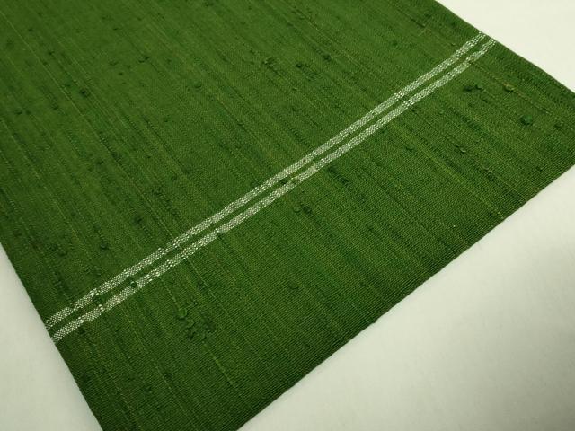 平和屋本店●極上 浦野理一 経節紬 つけ帯 苔色地 逸品 DZAB8064kh6