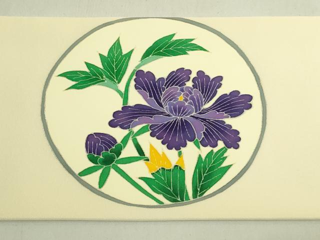 平和屋本店●極上 本加賀友禅 瀬戸算 塩瀬 九寸名古屋帯 花蝶文 逸品 DZAB8070kh6