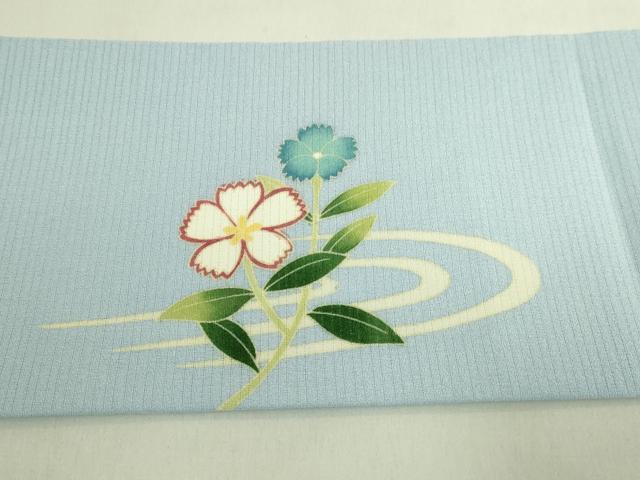平和屋本店*極上 夏物 名門染元 秀美 十日町友禅 絽縮緬 九寸名古屋帯 花舟 月白色地 証紙付き 逸品 DZAB8087kh6