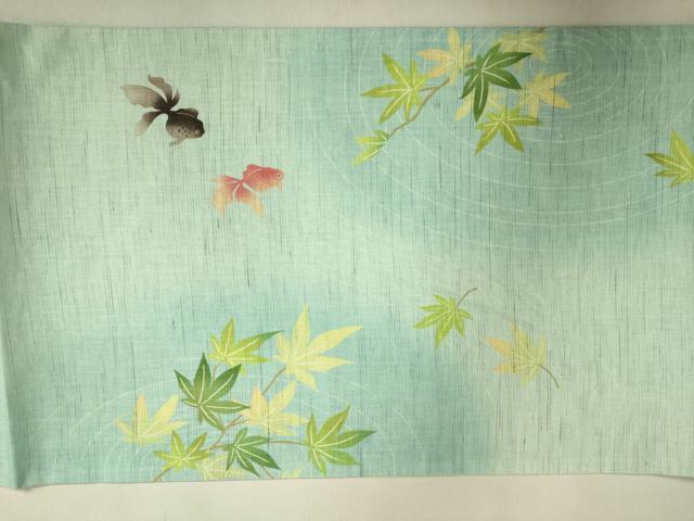平和屋着物*極上 夏物 太鼓柄 京袋帯 金魚 麻 逸品 DZAB8093kh6