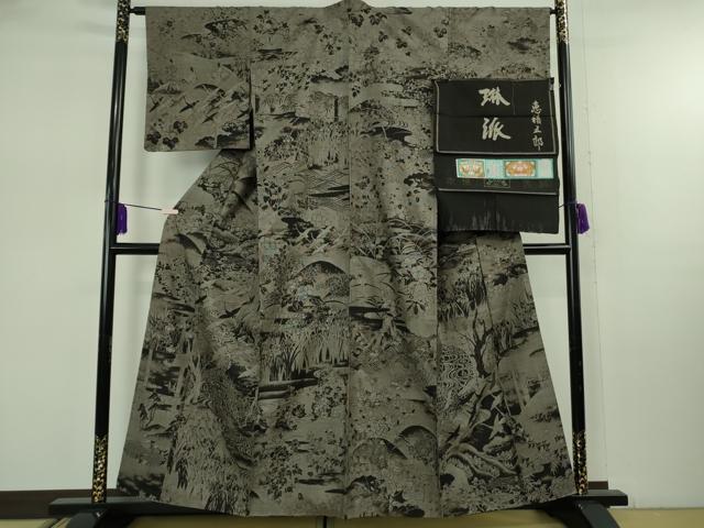 平和屋本店●極上 白泥染の第一人者・絣の魔術師 恵積五郎 本場大島紬 恵大島織物謹製 9マルキ 泥染 琳派 証紙付き 逸品 DZAB8101kh6
