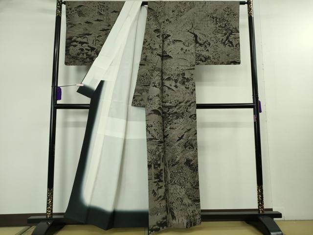 平和屋本店●極上 白泥染の第一人者・絣の魔術師 恵積五郎 本場大島紬 恵大島織物謹製 9マルキ 泥染 琳派 証紙付き 逸品 DZAB8101kh6