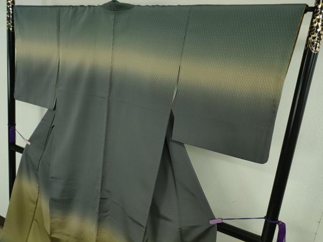 平和屋本店●極上 伝統工芸士 曽根武勇 訪問着 お召地 菱地紋 暈し染め 逸品 DZAB8103kh6