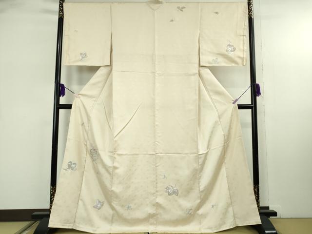 平和屋本店●極上 訪問着 総刺繍 吉祥花文 御所車 砥粉色地 金銀糸 逸品 未使用 DZAB8114kh6