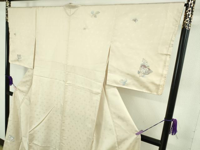 平和屋本店●極上 訪問着 総刺繍 吉祥花文 御所車 砥粉色地 金銀糸 逸品 未使用 DZAB8114kh6