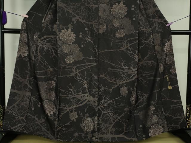 平和屋本店▽極上 キモノデザイナー 斉藤上太郎 お召 単衣 薔薇 バラ 反端付き 逸品 DZAB8119kh6