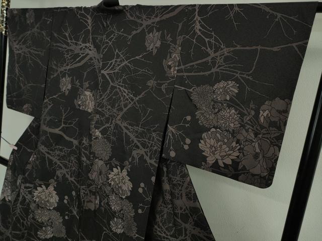 平和屋本店▽極上 キモノデザイナー 斉藤上太郎 お召 単衣 薔薇 バラ 反端付き 逸品 DZAB8119kh6