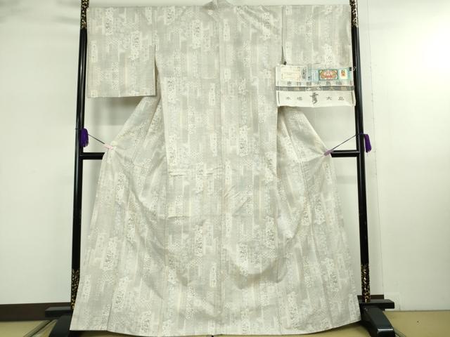 平和屋本店●極上 本場大島紬 白大島 9マルキ 白恵泥 至宝短冊文様 恵大島織物謹製 証紙付き 逸品 DZAB8120kh6