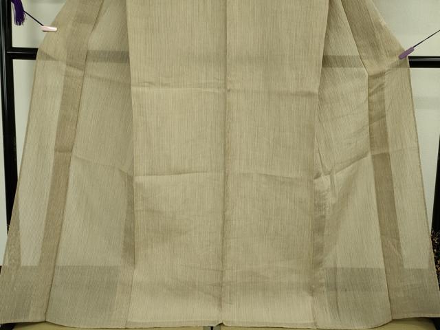 平和屋本店*極上 夏物 本場小千谷ちぢみ 小千谷織物 麻 縞 枯色地 証紙付き 逸品 未使用 DZAB8126kh6