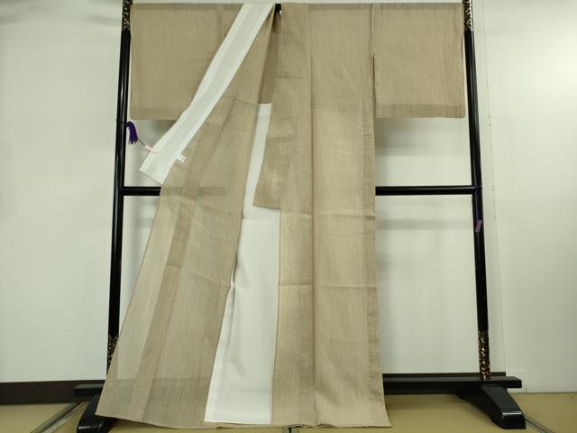 平和屋本店*極上 夏物 本場小千谷ちぢみ 小千谷織物 麻 縞 枯色地 証紙付き 逸品 未使用 DZAB8126kh6