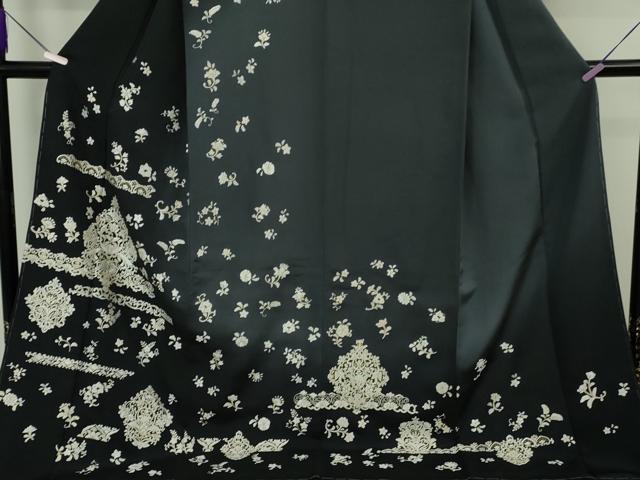 平和屋本店●極上 訪問着 総刺繍 洋花文 暈し染め 金糸 ロング丈 逸品 DZAB8139kh6