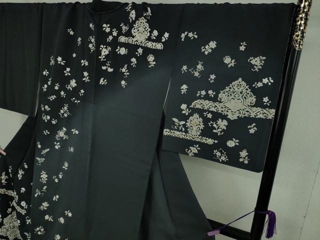 平和屋本店●極上 訪問着 総刺繍 洋花文 暈し染め 金糸 ロング丈 逸品 DZAB8139kh6