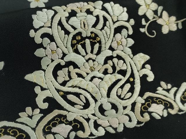 平和屋本店●極上 訪問着 総刺繍 洋花文 暈し染め 金糸 ロング丈 逸品 DZAB8139kh6