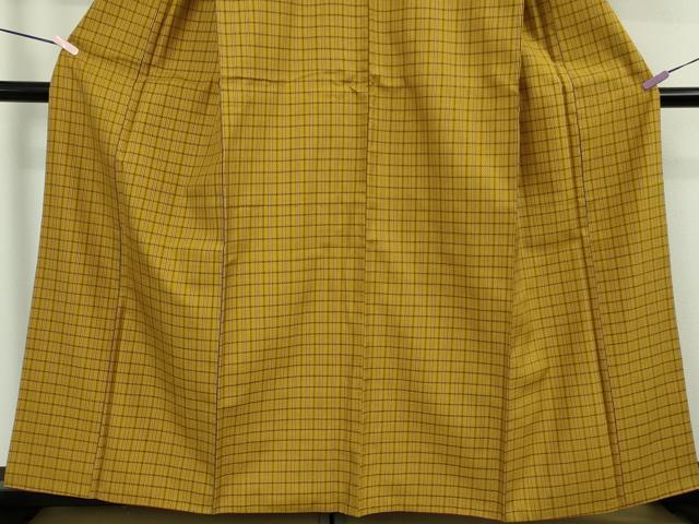 平和屋本店●極上 山下八百子 本場黄八丈 市松綾織 紬 格子 逸品 DZAB8151kh6