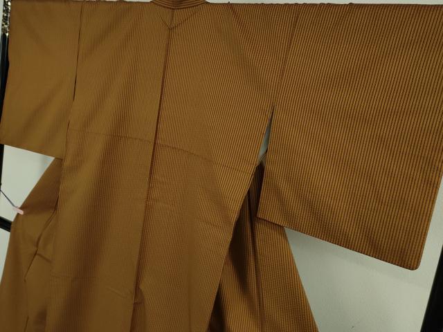 平和屋本店●極上 山下八百子 本場黄八丈 市松綾織 紬 縞 タグ付き 逸品 DZAB8152kh6