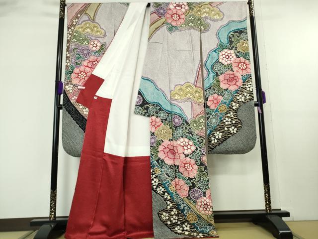 平和屋本店●極上 振袖 総絞り 吉祥花文 暈し染め 金彩 逸品 DZAB8166kh6