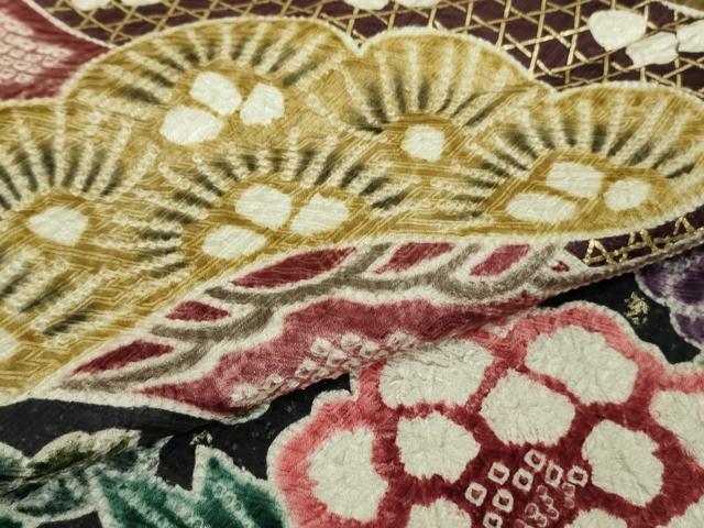 平和屋本店●極上 振袖 総絞り 吉祥花文 暈し染め 金彩 逸品 DZAB8166kh6