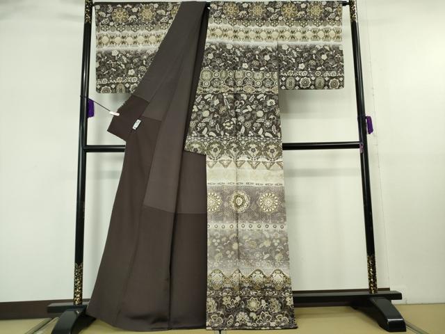 平和屋本店●極上 中国三大刺繍 スワトウ刺繍 汕頭刺繍 総刺繍 訪問着 正倉院花唐草文 暈し染め 金糸 反端付き 逸品 未使用 DZAB8171kh6
