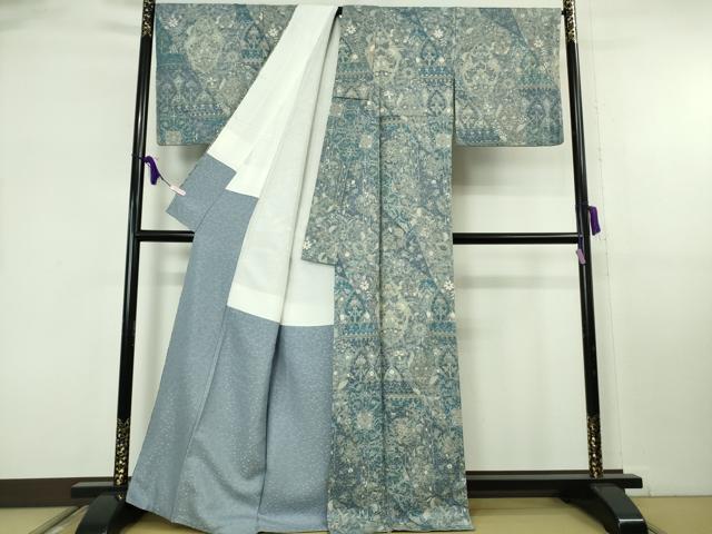 平和屋本店●極上 中国三大刺繍 スワトウ刺繍 汕頭刺繍 訪問着 切嵌花唐草文 金糸 逸品 DZAB8174kh6