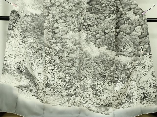 平和屋本店●極上 琉染の創設者 山岡古都 水墨書 訪問着 日本風景 保津峡 逸品 DZAB8177kh6