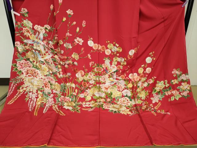 平和屋本店●極上 お引きずり・お引き摺り・引き振袖 和装 結婚式 舞妓 芸妓 衣装 総刺繍 鳳凰吉祥花文 仮絵羽 逸品 未使用 DZAB8192kh6