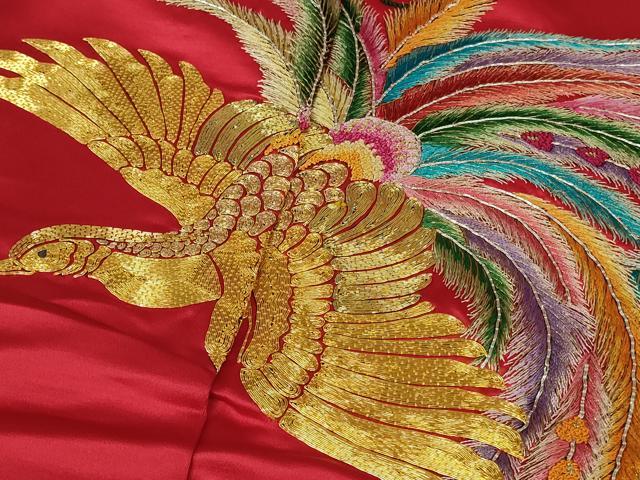平和屋本店●極上 相良刺繍 総刺繍 色打掛 和装 婚礼 結婚式 花嫁 神社挙式 駒刺繍 鳳凰 花車 金銀糸 仮絵羽 逸品 未使用 DZAB8193kh6