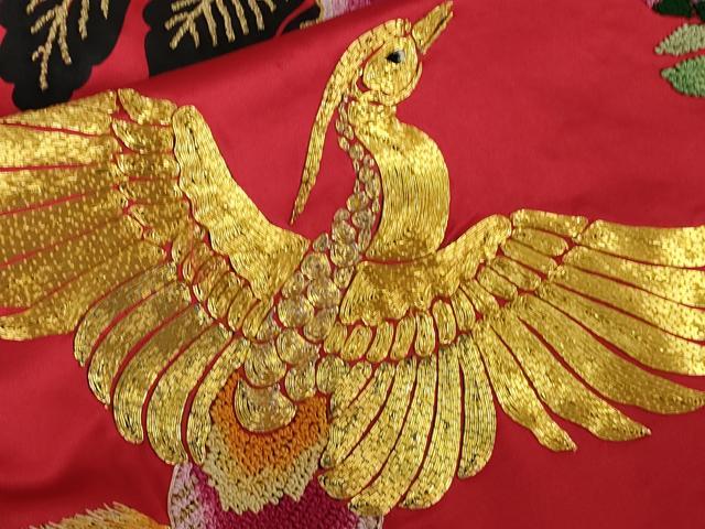 平和屋本店●極上 相良刺繍 総刺繍 色打掛 和装 婚礼 結婚式 花嫁 神社挙式 駒刺繍 鳳凰 花車 金銀糸 仮絵羽 逸品 未使用 DZAB8193kh6