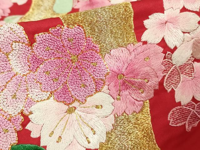 平和屋本店●極上 相良刺繍 総刺繍 色打掛 和装 婚礼 結婚式 花嫁 神社挙式 駒刺繍 枝桜 金糸 仮絵羽 逸品 未使用 DZAB8194kh6