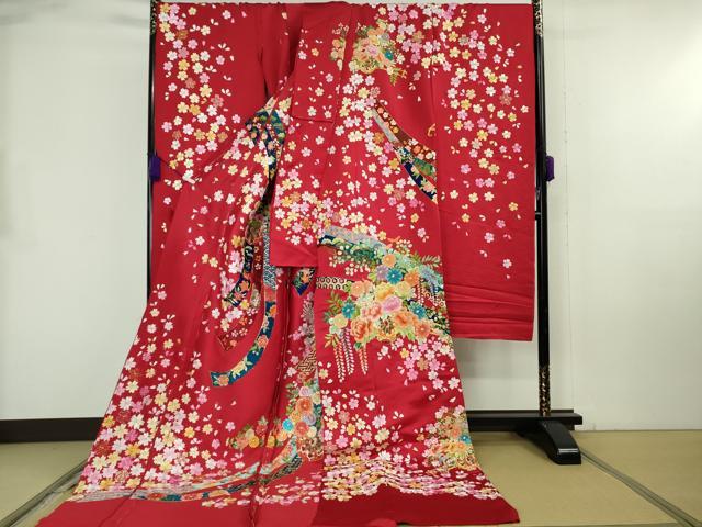 平和屋本店●極上 相良刺繍 総刺繍 色打掛 和装 婚礼 結婚式 花嫁 神社挙式 駒刺繍 花車 金糸 仮絵羽 逸品 未使用 DZAB8196kh6