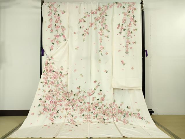 平和屋本店●極上 相良刺繍 総刺繍 お引きずり・引き振袖 結婚式 舞妓 芸妓 芸者 衣装 枝垂れ桜 金糸 仮絵羽 逸品 未使用 DZAB8203kh6