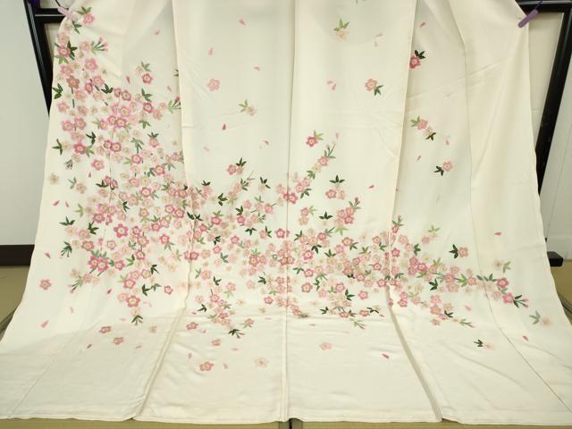 平和屋本店●極上 相良刺繍 総刺繍 お引きずり・引き振袖 結婚式 舞妓 芸妓 芸者 衣装 枝垂れ桜 金糸 仮絵羽 逸品 未使用 DZAB8203kh6