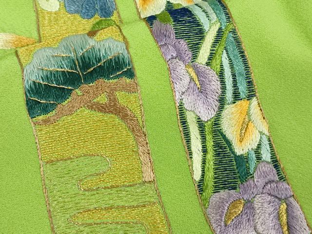 平和屋本店●極上 相良刺繍 総刺繍 お引きずり・引き振袖 和装 結婚式 舞妓 芸妓 衣装 花車 鬘帯 舞桜 金糸 仮絵羽 逸品 未使用DZAB8204kh6