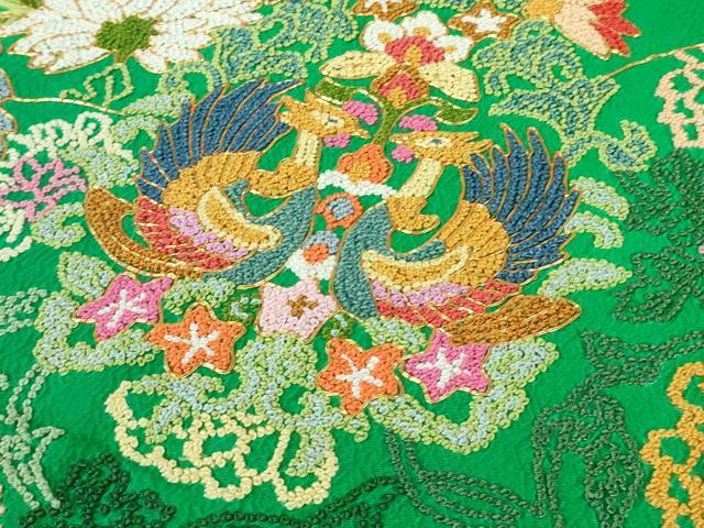 平和屋本店●極上 相良刺繍 総刺繍 お引きずり・引振袖 和装 結婚式 舞妓 芸妓 衣装 駒刺繍 鳳凰花文 金糸 仮絵羽 逸品 未使用DZAB8205kh6