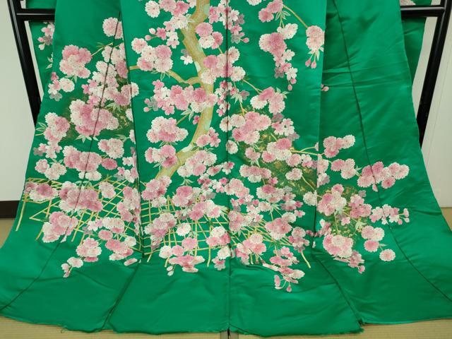 平和屋本店●極上 相良刺繍 総刺繍 色打掛 和装 婚礼 結婚式 花嫁 神社挙式 駒刺繍 枝垂れ桜 金糸 仮絵羽 逸品 未使用 DZAB8206kh6