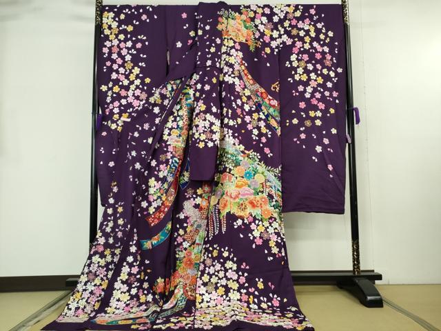 平和屋本店●極上 相良刺繍 総刺繍 お引きずり・引き振袖 和装 結婚式 舞妓 芸妓 衣装 駒刺繍 花車 金糸 仮絵羽 逸品 未使用DZAB8208kh6