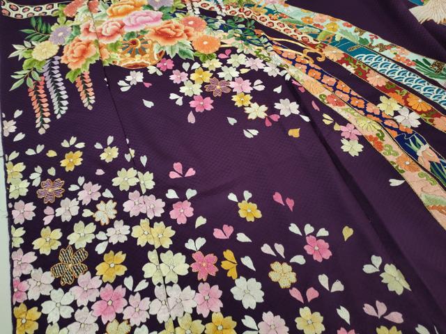 平和屋本店●極上 相良刺繍 総刺繍 お引きずり・引き振袖 和装 結婚式 舞妓 芸妓 衣装 駒刺繍 花車 金糸 仮絵羽 逸品 未使用DZAB8208kh6