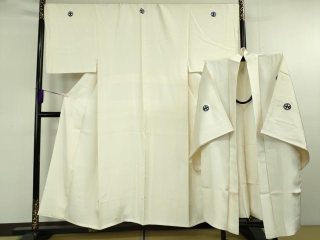 平和屋本店●極上 男性 色紋付・長羽織セット 象牙色 逸品 DZAB8213kh6