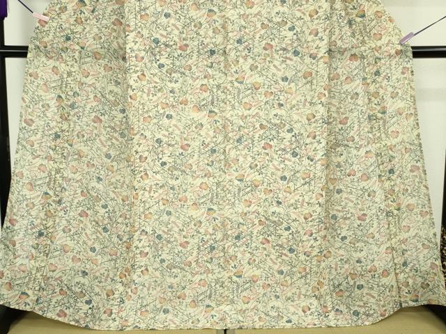 平和屋本店*希少 夏物 人間国宝 南部芳松 堅牢紅型 小紋 小千谷織物 花唐草文 証紙付き 逸品 DZAB8218kh6