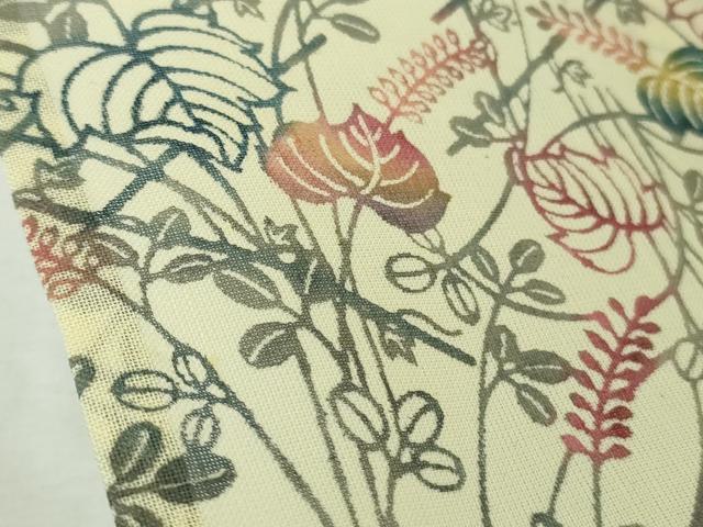 平和屋本店*希少 夏物 人間国宝 南部芳松 堅牢紅型 小紋 小千谷織物 花唐草文 証紙付き 逸品 DZAB8218kh6