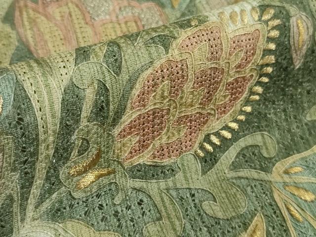 平和屋本店●極上 中国三大刺繍 スワトウ刺繍 汕頭刺繍 総刺繍 訪問着 更紗花文 暈し染め 金糸 逸品 DZAB8225kh6