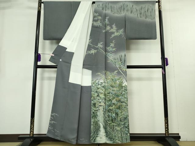 平和屋本店●極上 訪問着 手描き 竹林 暈し染め 逸品 未使用 DZAB8229kh6