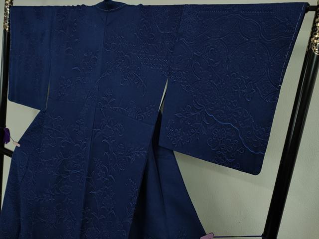 平和屋本店●極上 阿波藍無形文化財認定技術保持者 外山良治 浅井正文 阿波藍天然染 訪問着 お召地 天目織 証紙付 逸品 未使用 DZAB8232kh6