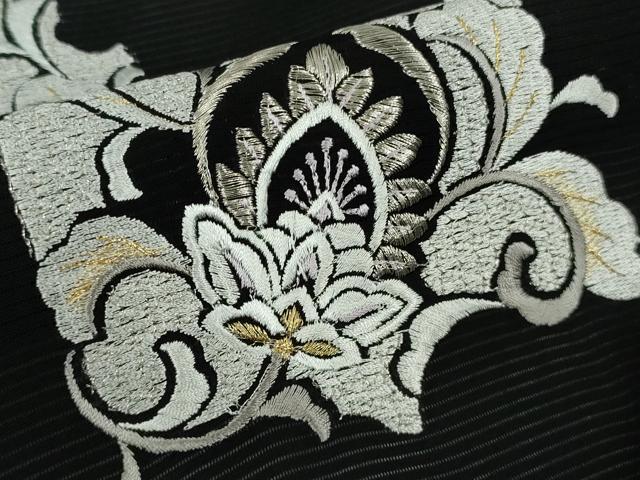 平和屋本店*極上 夏物 訪問着 絽 総刺繍 洋花文 黒地 金銀糸 ロング丈 逸品 未使用 DZAB8234kh6