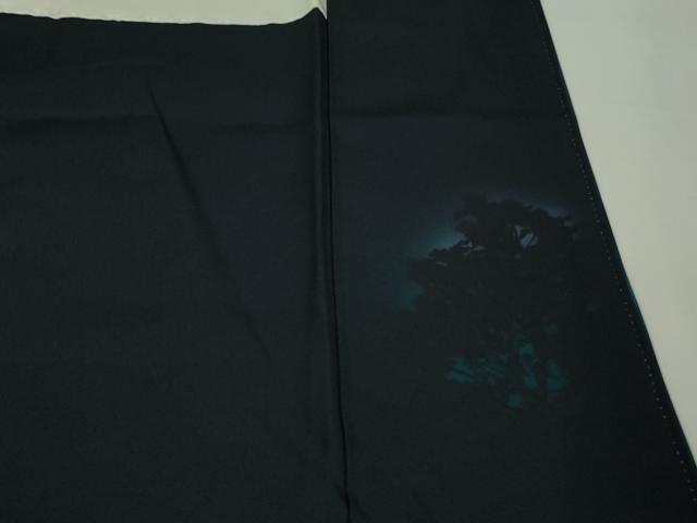 平和屋本店●極上 訪問着・袋帯セット 手描き 虎 トラ 藍鉄色地 暈し染め 逸品 DZAB8235kh6