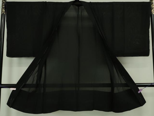平和屋着物∞極上 男性 黒紋付長羽織 スリーシーズン 春夏秋 菱紋紗 逸品 未使用 DZAB8242kh6